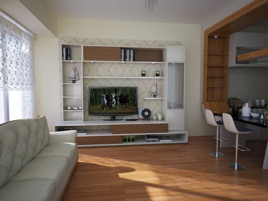 Konut İç Mimari Dekorasyon Projesi, Portakal mimarlik Portakal mimarlik Modern Oturma Odası TV Dolabı & Mobilyaları