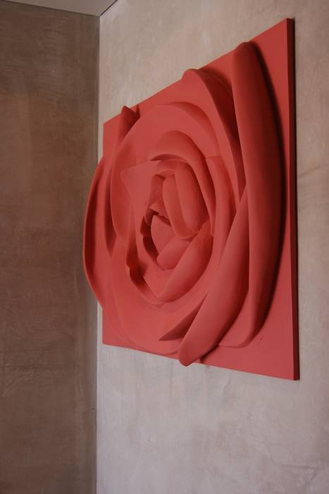 Painel flor Rosa velho Iva Viana Atelier de Escultura Corredores, halls e escadas modernos