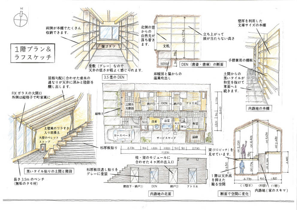 1F PLAN: 豊田空間デザイン室 一級建築士事務所が手掛けた現代のです。,モダン