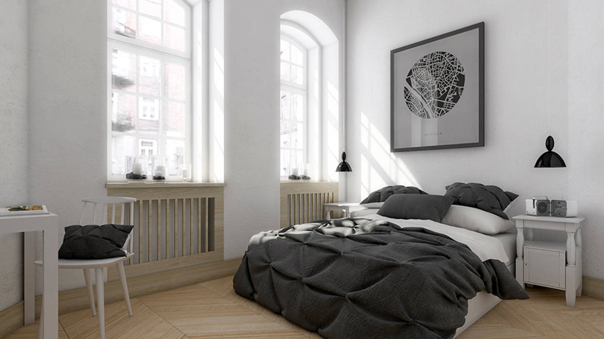 Mieszkanie, Katowice, Wita Stwosza musk collective design Minimalistyczna sypialnia