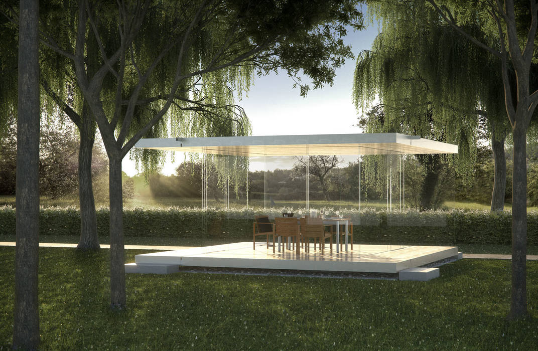 Stützenfreier gartenpavillon mit einem 360° panorama homify