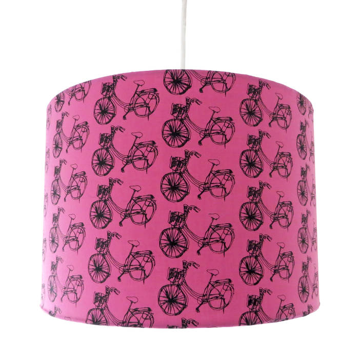 Pink bike lampshade bymarie Modern nursery/kids room handmade,bymarie,lamp,lighting,light,pendant,lampshade,shade,drum,bike,pattern,Lighting