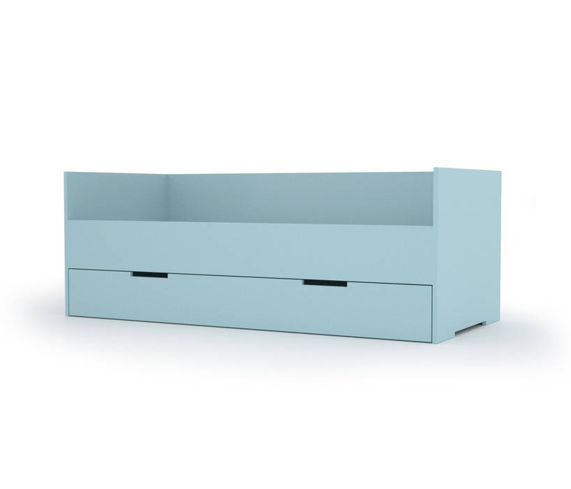 Bett mit ausziehbarer schublade, blau hase weiss kinderzimmerbetten und