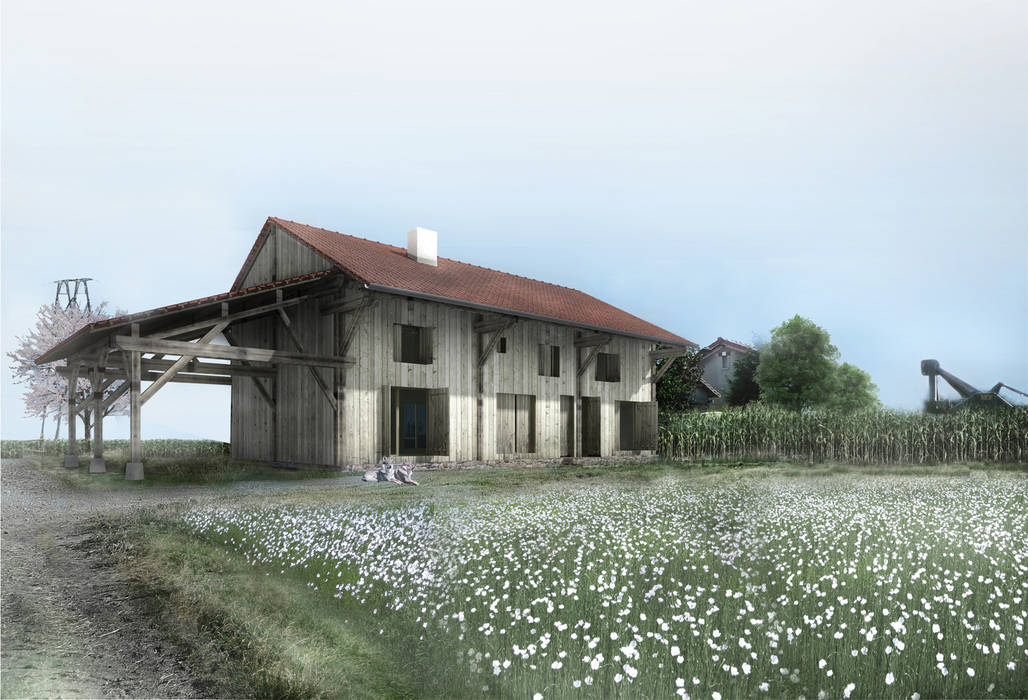 Rénovation d'une grange en Picardie, Hors-Champs, Laurence Cheret Architecte Hors-Champs, Laurence Cheret Architecte Maisons rurales