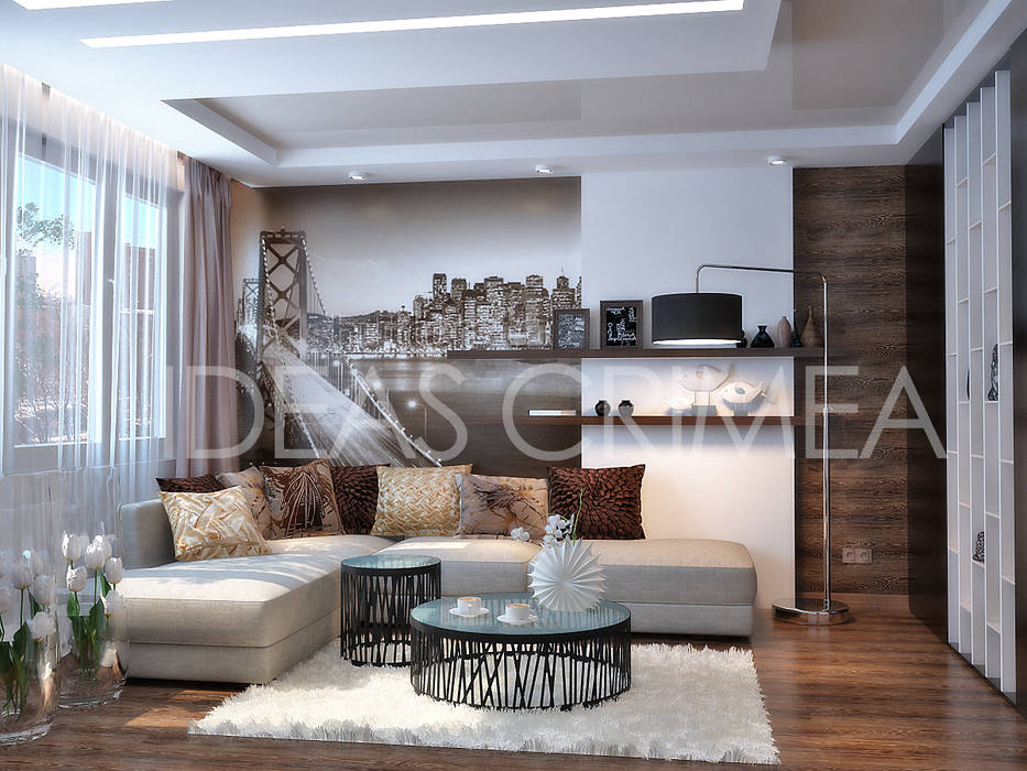 Сафари стиль для гостиной Студия дизайна ROMANIUK DESIGN Гостиная в стиле минимализм