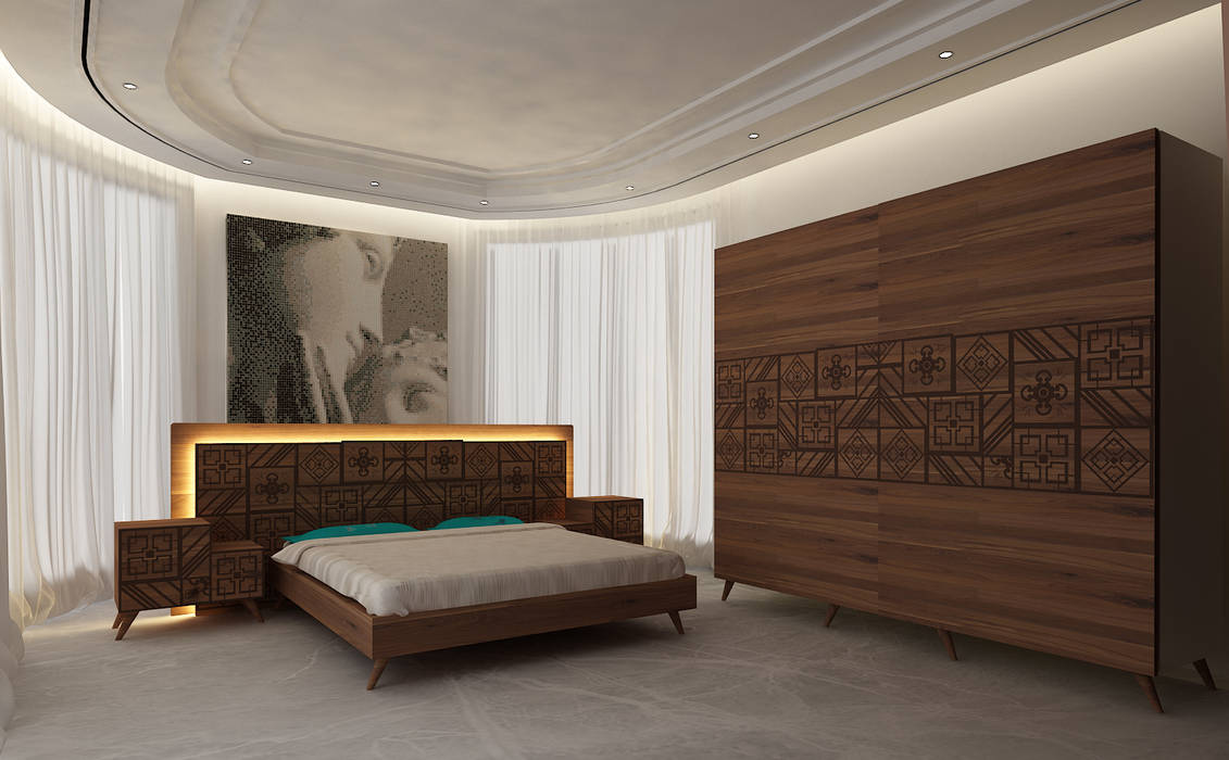 Moroccan Inspired Bedroom Inan AYDOGAN /IA Interior Design Office Modern Yatak Odası Elbise Dolabı & Komodinler