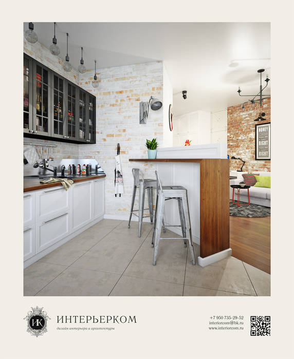 дизайн-проект кухни Easy loft ИнтерьерКом / InteriorCom Кухня в стиле лофт