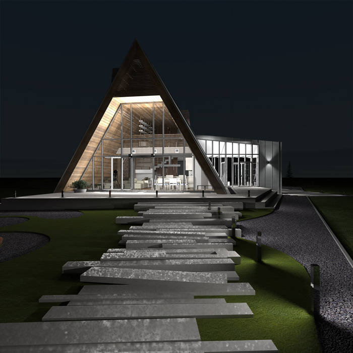 Треугольный Дом из концептуальной серии "Чеснок", CHM architect CHM architect Case in stile minimalista