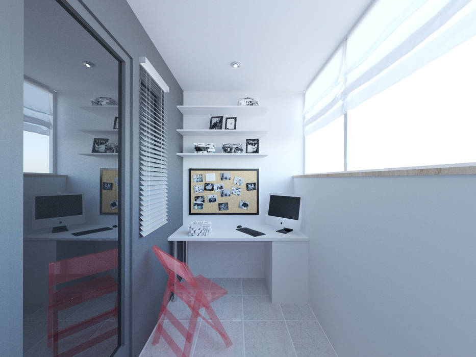 Скандинавия: визуализация современной квартиры , OK Interior Design OK Interior Design Балкон в скандинавском стиле