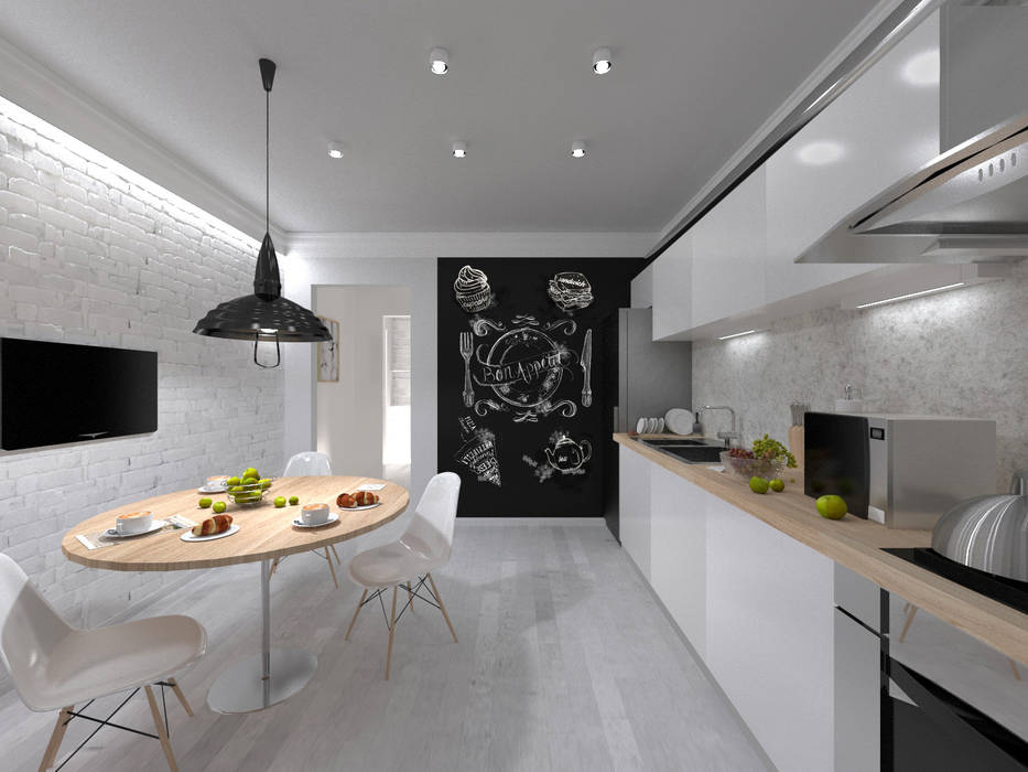 Скандинавия: визуализация современной квартиры , OK Interior Design OK Interior Design Кухня в скандинавском стиле