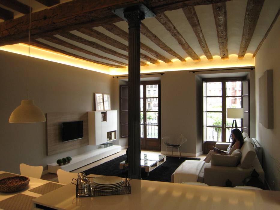 Reforma de vivienda en el Centro de Pamplona, Rooms de Cocinobra Rooms de Cocinobra Livings de estilo escandinavo