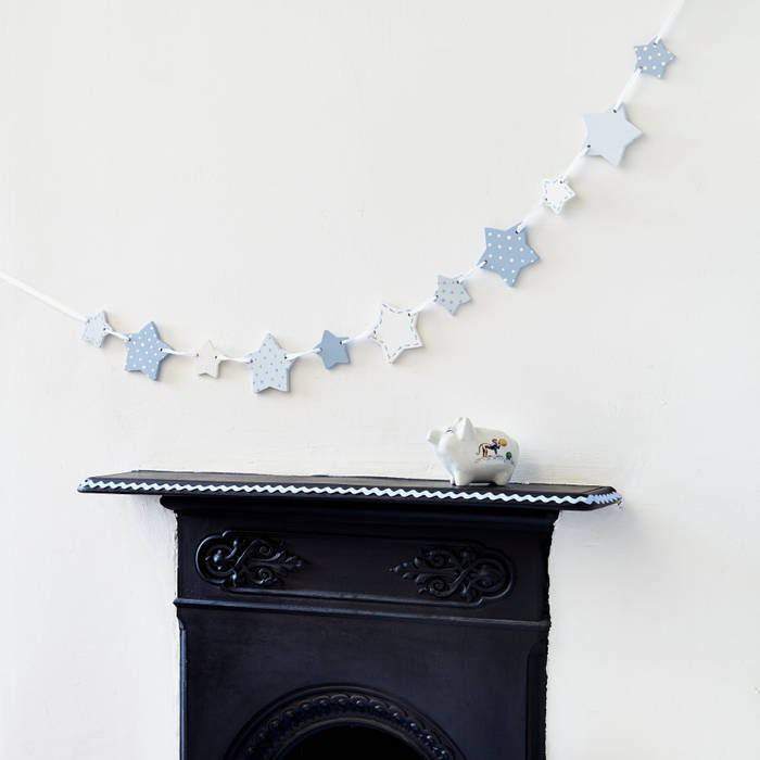 Blue Wooden Star Bunting Altered Chic Rustic style nursery/kids room Accessories & decoration