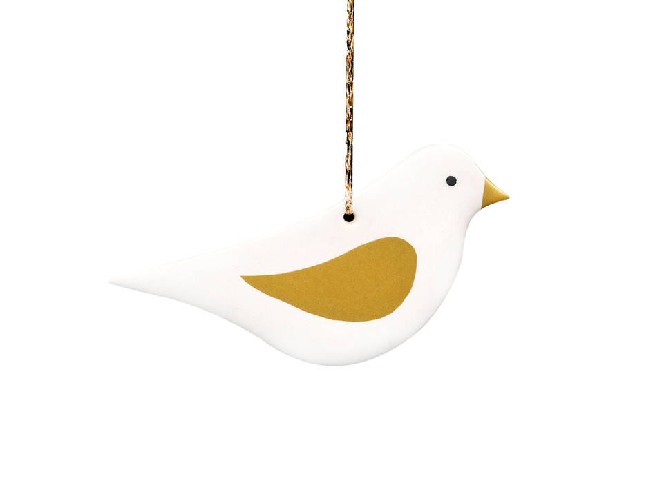 Gold and White Christmas Decoration - Dove Stockwell Ceramics Scandinavische huizen Accessories & decoration