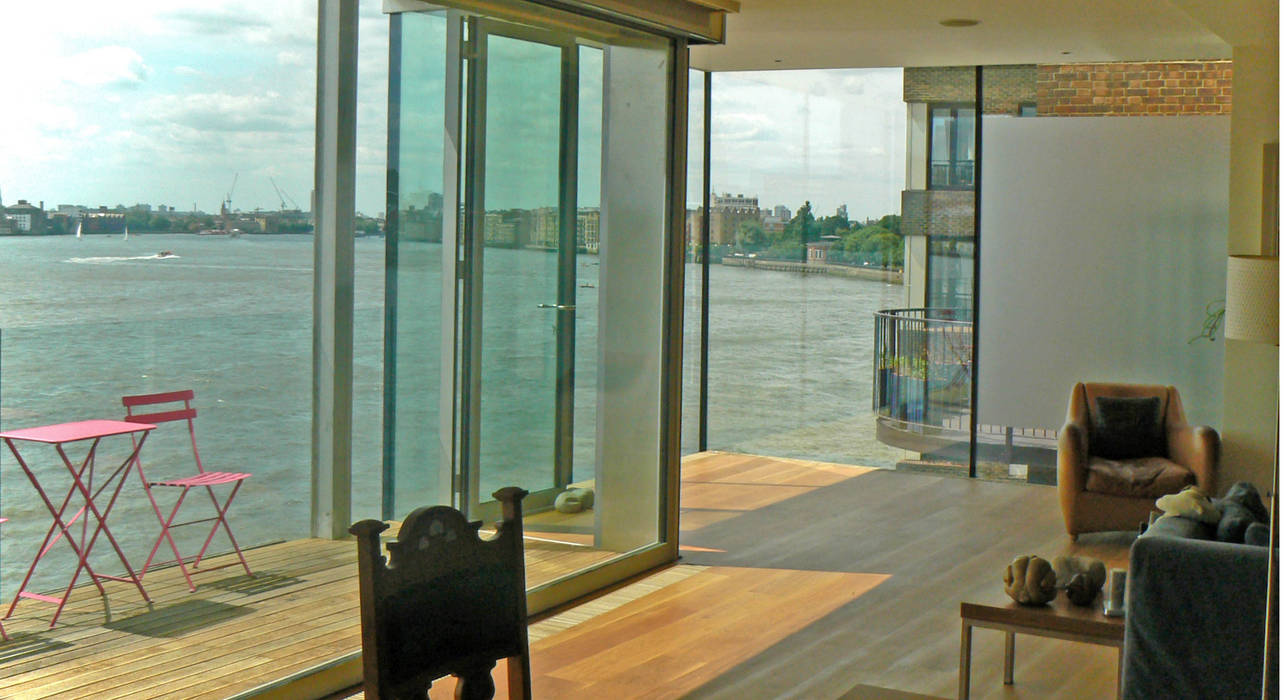 View of the Thames DoorTechnik Ltd Minimal style window and door