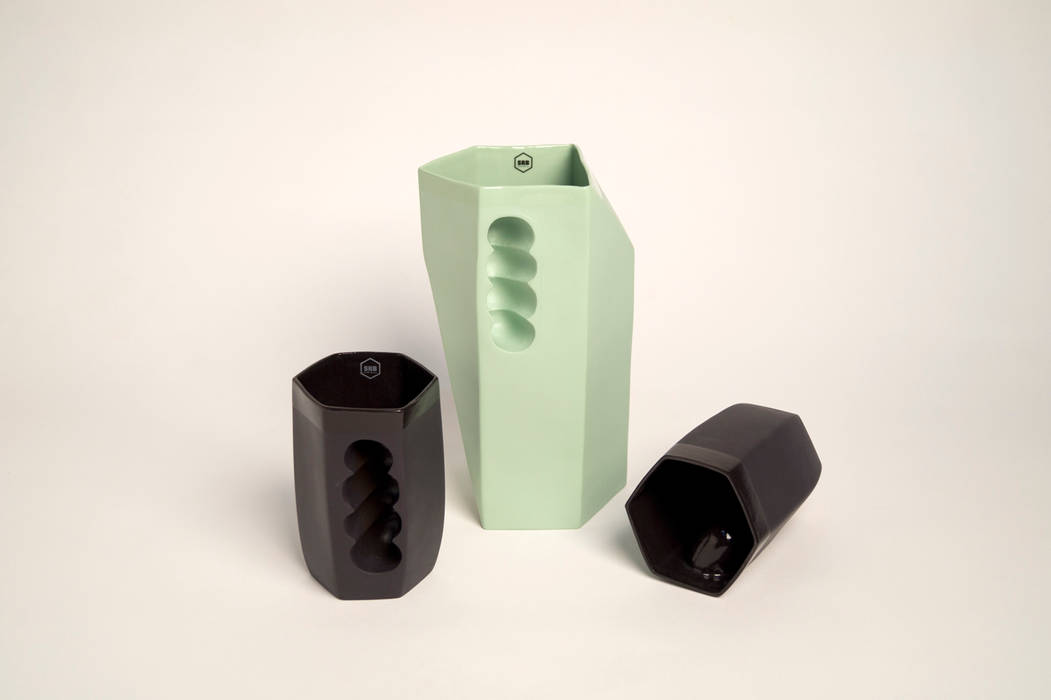 Want porcelain 2.0 groen en zwart (schenkkan en mokken) Studio Roel Beurskens Moderne keukens Bestek, servies & glaswerk