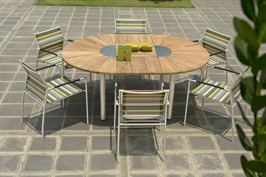 Tisch Catax mit Stuhl Rovex Stripe von ZEBRA ZEBRA Moderner Garten Möbel
