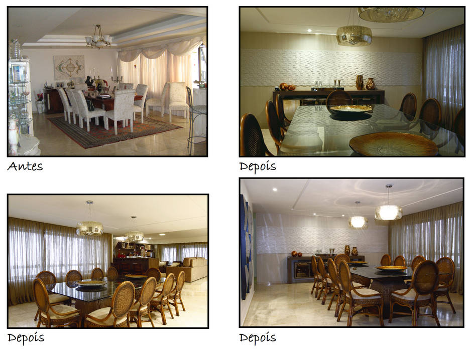 Antes e Depois, Celia Beatriz Arquitetura Celia Beatriz Arquitetura Ruang Makan Gaya Rustic