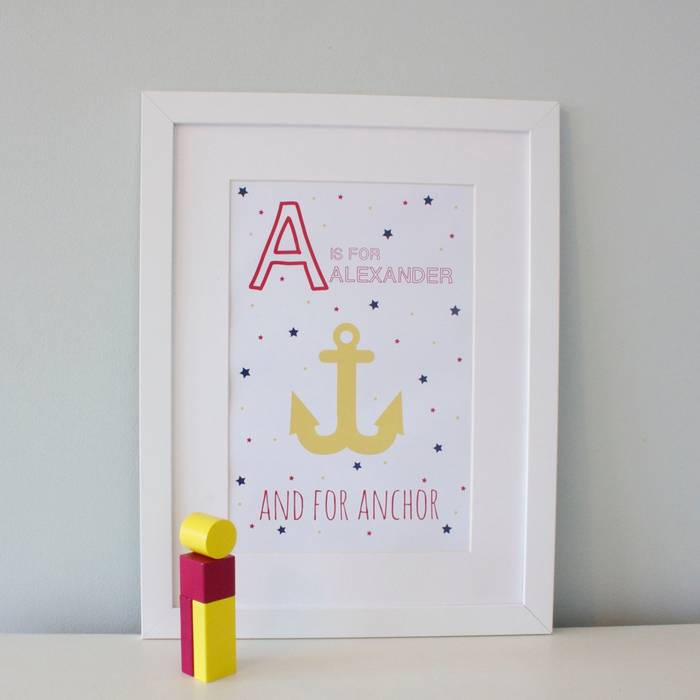 A is for Anchor :: Personalised Print Hope & Rainbows Modern nursery/kids room Accessories & decoration