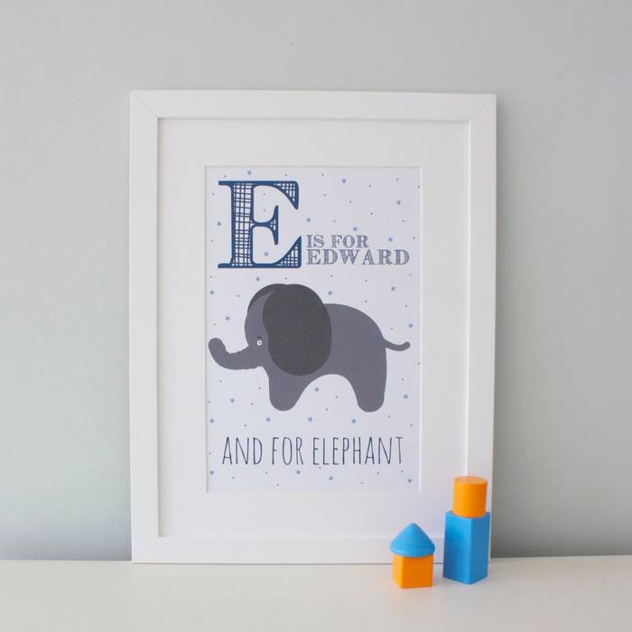 E is for Elephant :: Personalised Print Hope & Rainbows Stanza dei bambini moderna Accessori & Decorazioni