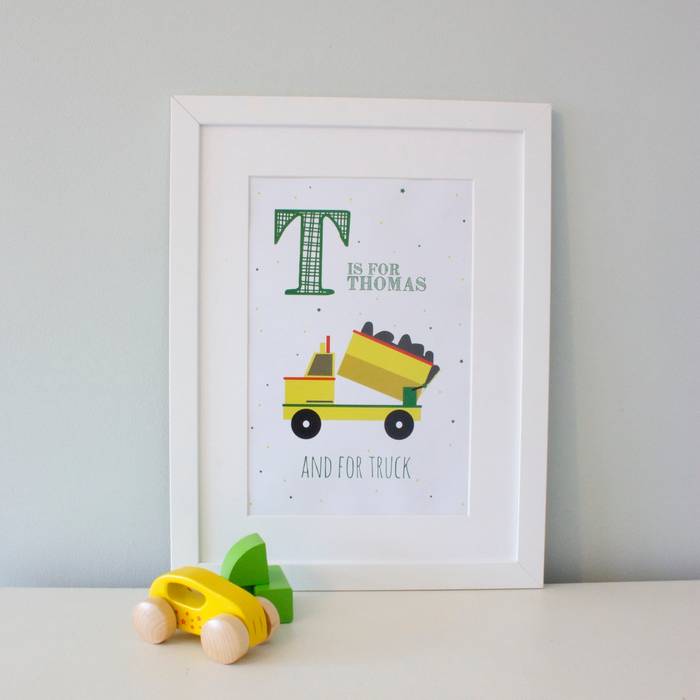 T is for Truck :: Personalised Print Hope & Rainbows Stanza dei bambini moderna Accessori & Decorazioni