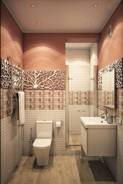 Calm,cute and colorful, Marina Sarkisyan Marina Sarkisyan Ванная комната в эклектичном стиле