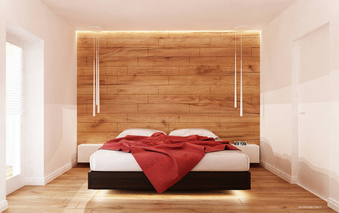 Projekt sypialni w drewnie, Ale design Grzegorz Grzywacz Ale design Grzegorz Grzywacz Спальня в стиле минимализм