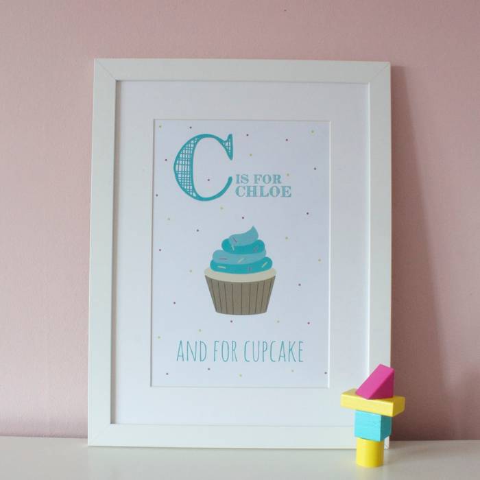 C is for Cupcake :: Personalised Print Hope & Rainbows Modern nursery/kids room Accessories & decoration