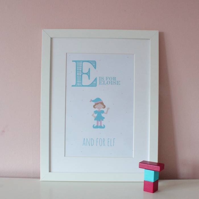 E is for Elf :: Personalised Print Hope & Rainbows Stanza dei bambini moderna Accessori & Decorazioni