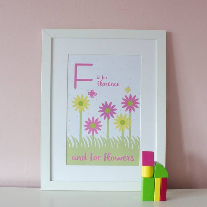 F is for Flowers :: Personalised Print Hope & Rainbows Modern nursery/kids room Accessories & decoration