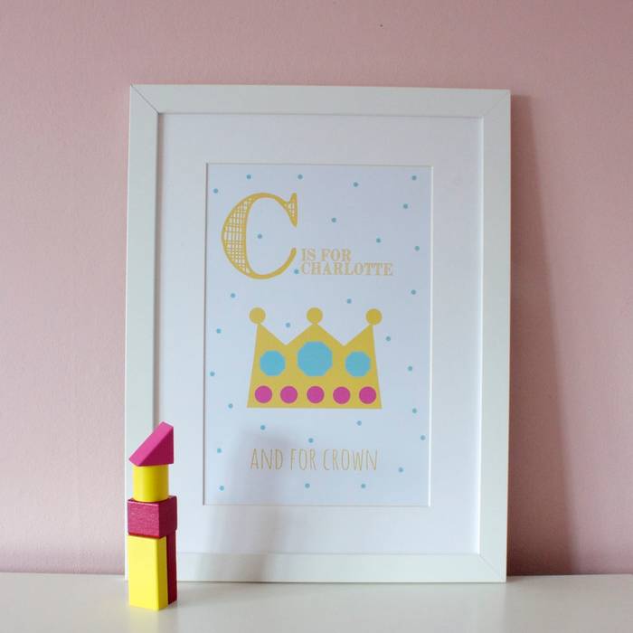 C is for Crown :: Personalised Print Hope & Rainbows Stanza dei bambini moderna Accessori & Decorazioni