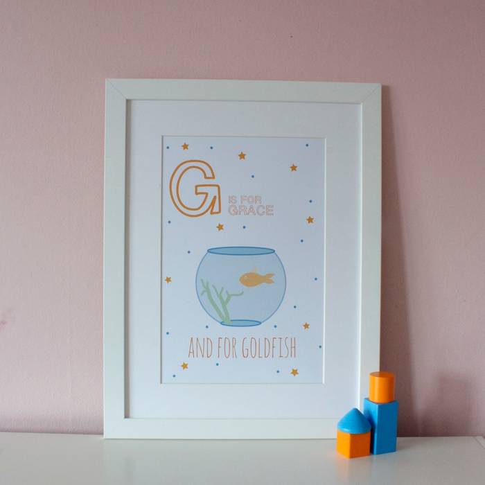 G is for Goldfish :: Personalised Print Hope & Rainbows Modern nursery/kids room Accessories & decoration