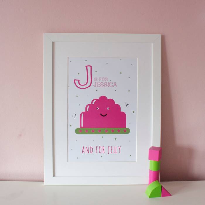 J is for Jelly :: Personalised Print Hope & Rainbows Modern Kid's Room Accessories & decoration