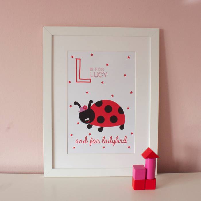 L is for Ladybird :: Personalised Print Hope & Rainbows Modern nursery/kids room Accessories & decoration