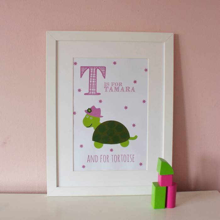 T is for Turtle {Pink} :: Personalised Print Hope & Rainbows Stanza dei bambini moderna Accessori & Decorazioni