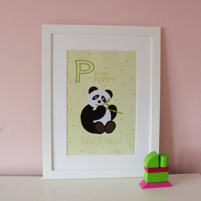 P is for Panda :: Personalised Print Hope & Rainbows Modern nursery/kids room Accessories & decoration