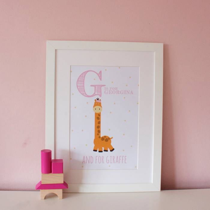 G is for Giraffe :: Personalised Print Hope & Rainbows Stanza dei bambini moderna Accessori & Decorazioni
