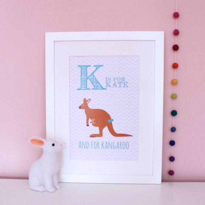 K is for Kangaroo :: Personalised Print Hope & Rainbows Modern nursery/kids room Accessories & decoration
