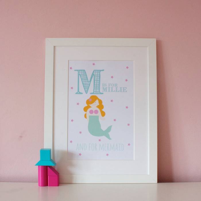 M is for Mermaid :: Personalised Print Hope & Rainbows Modern nursery/kids room Accessories & decoration