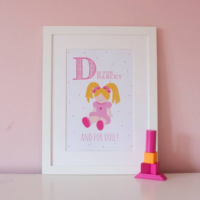D is for Dolly :: Personalised Print Hope & Rainbows Modern Kid's Room Accessories & decoration