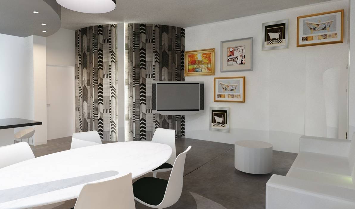 Living con parete tonda: soggiorno in stile in stile moderno di ... Soggiorno living moderno