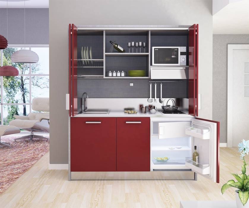 Cucine a scomparsa: una cucina nascosta in un armadio, MiniCucine.com MiniCucine.com Arrecadação Armazenamento