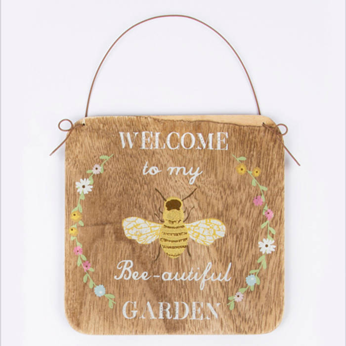 Welcome to my Bee - autiful Garden sign - rustic hanging bees plaque Tittlemouse ラスティックな 庭 アクセサリー＆デコレーション