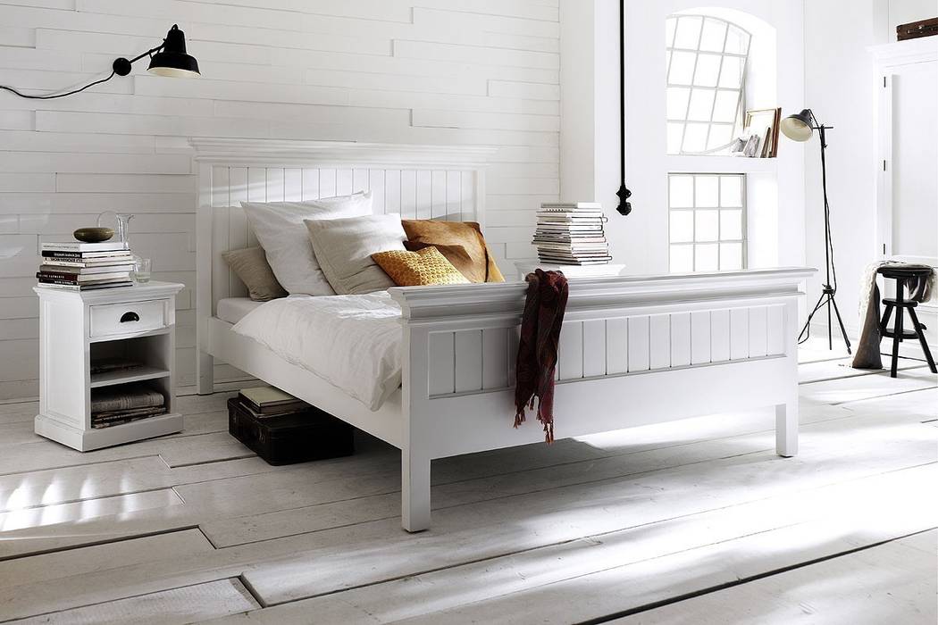 Sypialnia jak ze snów - białe łóżko mahoniowe Seart Skandynawska sypialnia Łóżka i zagłówki