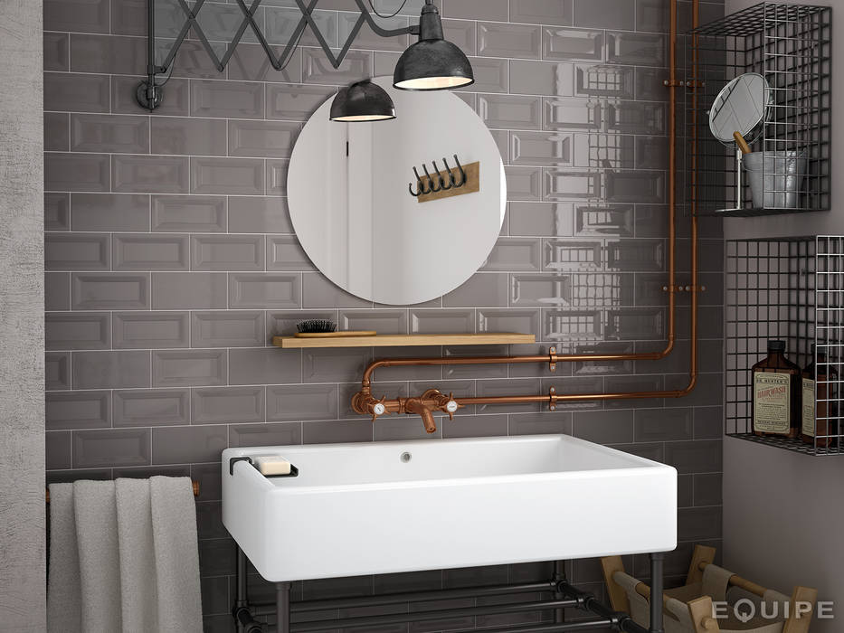 ​Evolution Inmetro Dark Grey / Evolution Gris Oscuro 7,5x15 Equipe Ceramicas Baños de estilo industrial Cerámico