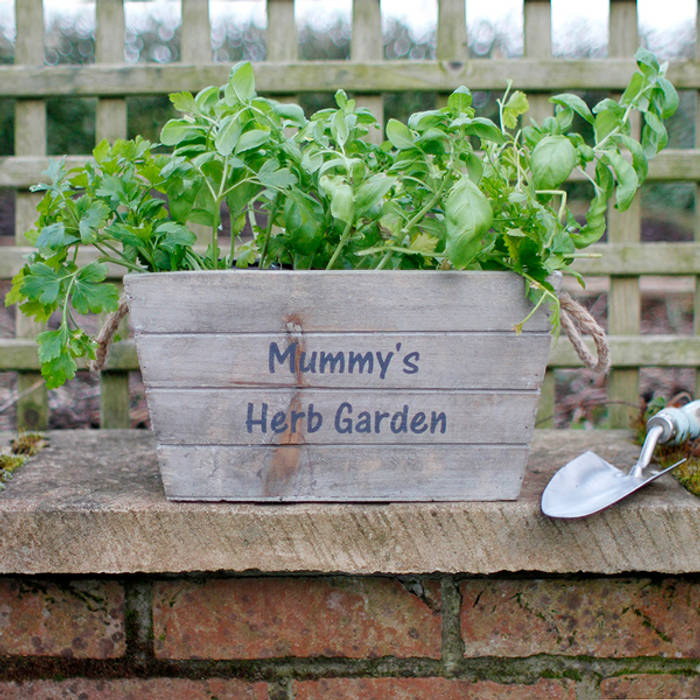 Personalised Wooden Planter Jonny's Sister Giardino classico Fioriere & Vasi