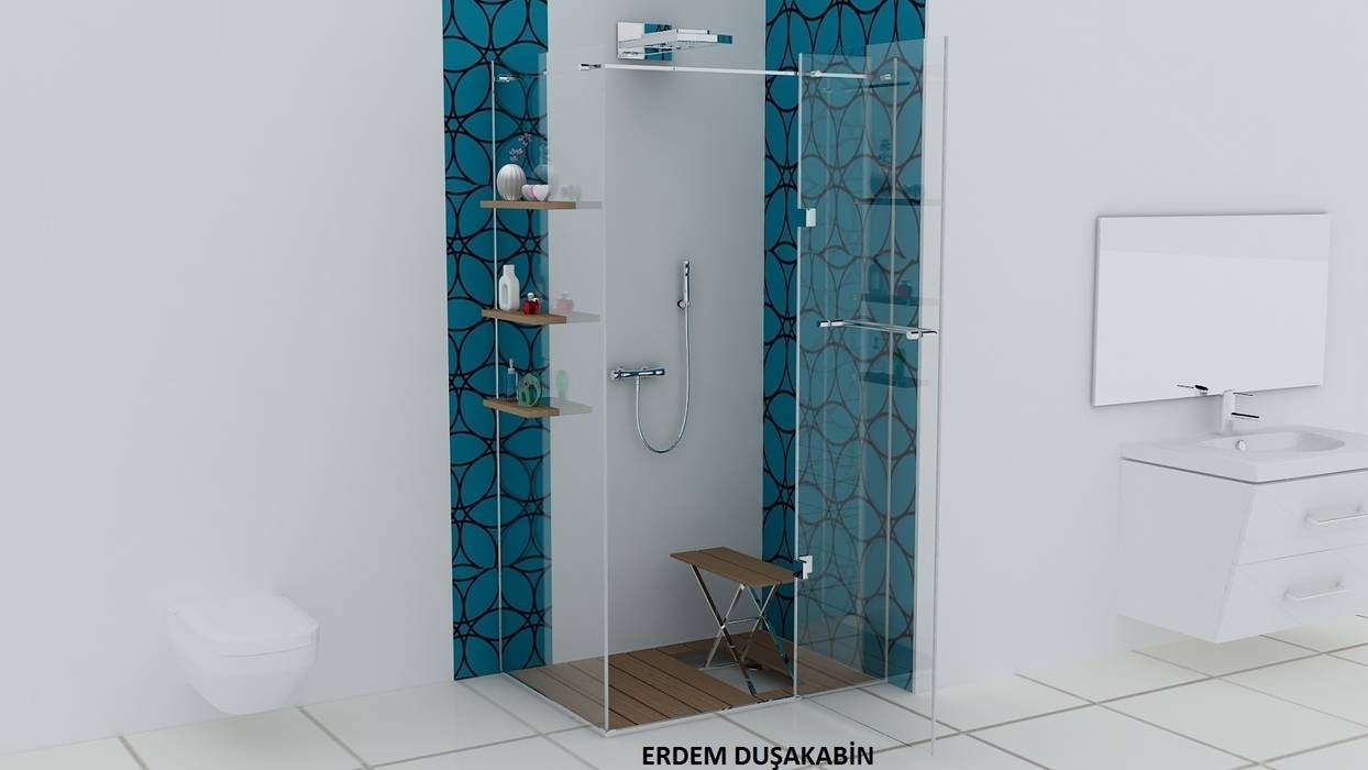 Teknesiz cam duşakabin uygulaması, Erdem Duşakabin Tasarım Atölyesi Erdem Duşakabin Tasarım Atölyesi Modern bathroom