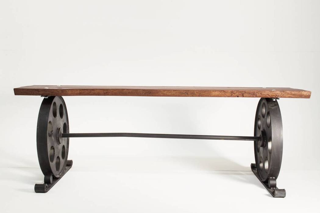 Steel and reclaimed wood bench „LOCOMOTIVE” - NordLoft NordLoft - Industrial Design Taman Gaya Industrial Furniture