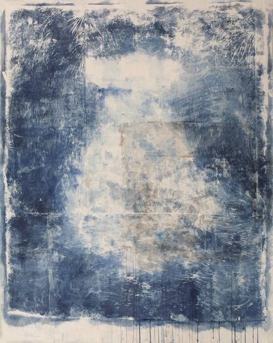 Breath of Traces, 182x139cm, korean paper on indigo, 2014 흔적찾기 프로젝트