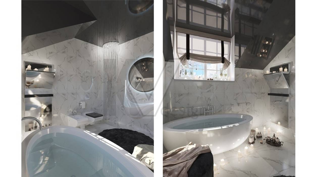 Дизайн коттеджа в коттеджном поселке «Эдельвейс», KV-Design KV-Design Ванная комната в стиле модерн