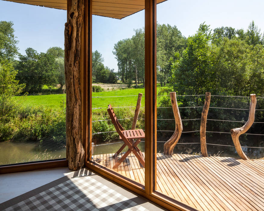 Geuloever, Zwarthout Shou Sugi Ban Zwarthout Shou Sugi Ban Moderne balkons, veranda's en terrassen